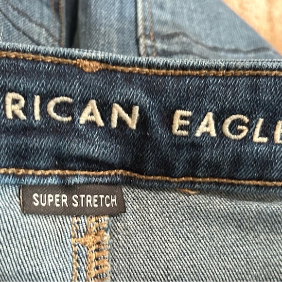 American Eagle Highest Rise Flare Jeans 0 Raw Hem Stretch 70s Boho Festival - Picture 9 of 10